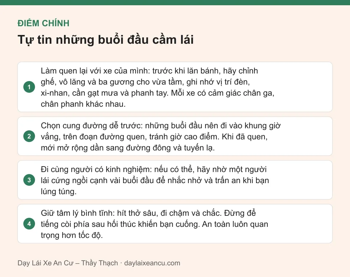 Điểm chính: Tự tin những buổi đầu cầm lái
