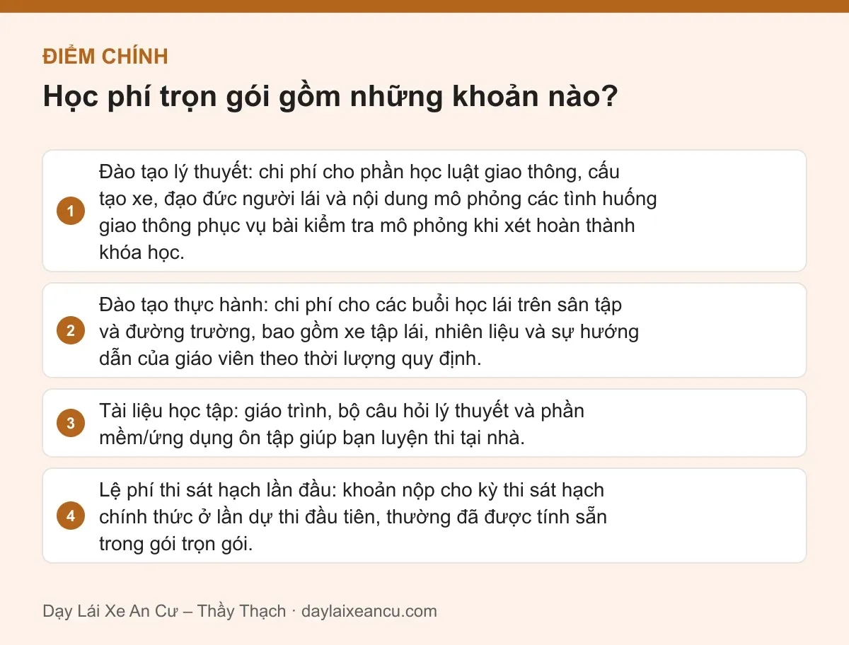 Điểm chính: Học phí trọn gói gồm những khoản nào?