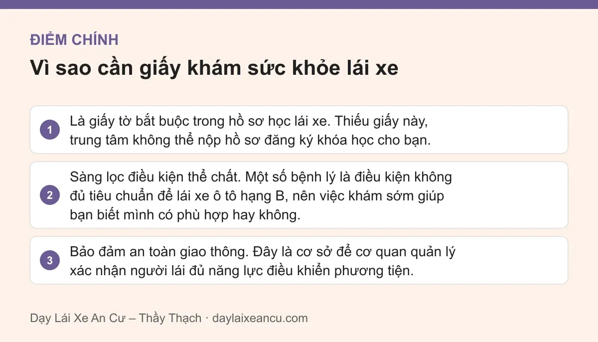 Điểm chính: Vì sao cần giấy khám sức khỏe lái xe