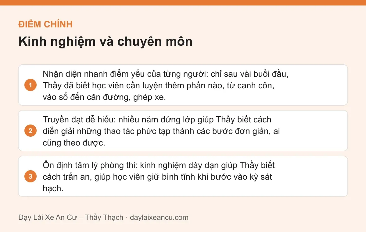Điểm chính: Kinh nghiệm và chuyên môn