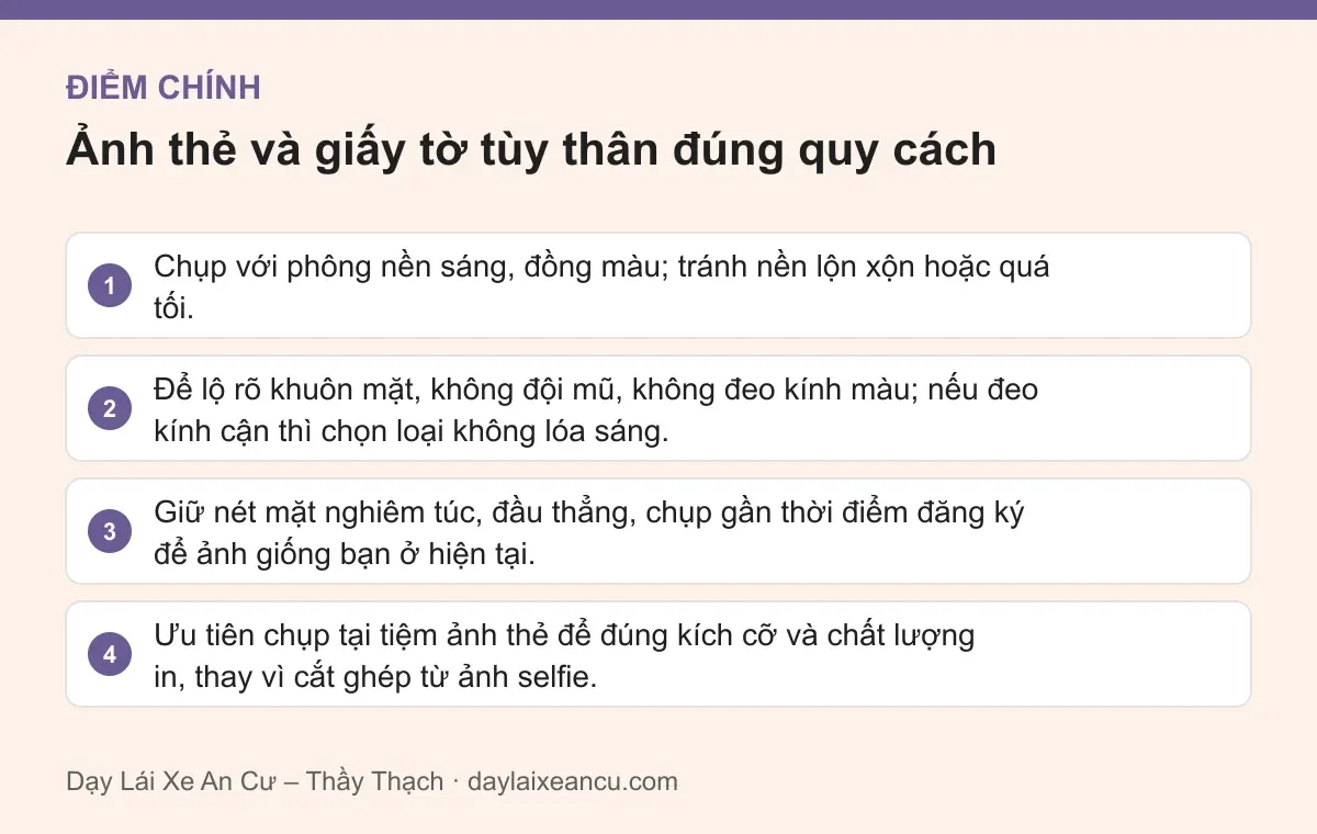 Điểm chính: Ảnh thẻ và giấy tờ tùy thân đúng quy cách