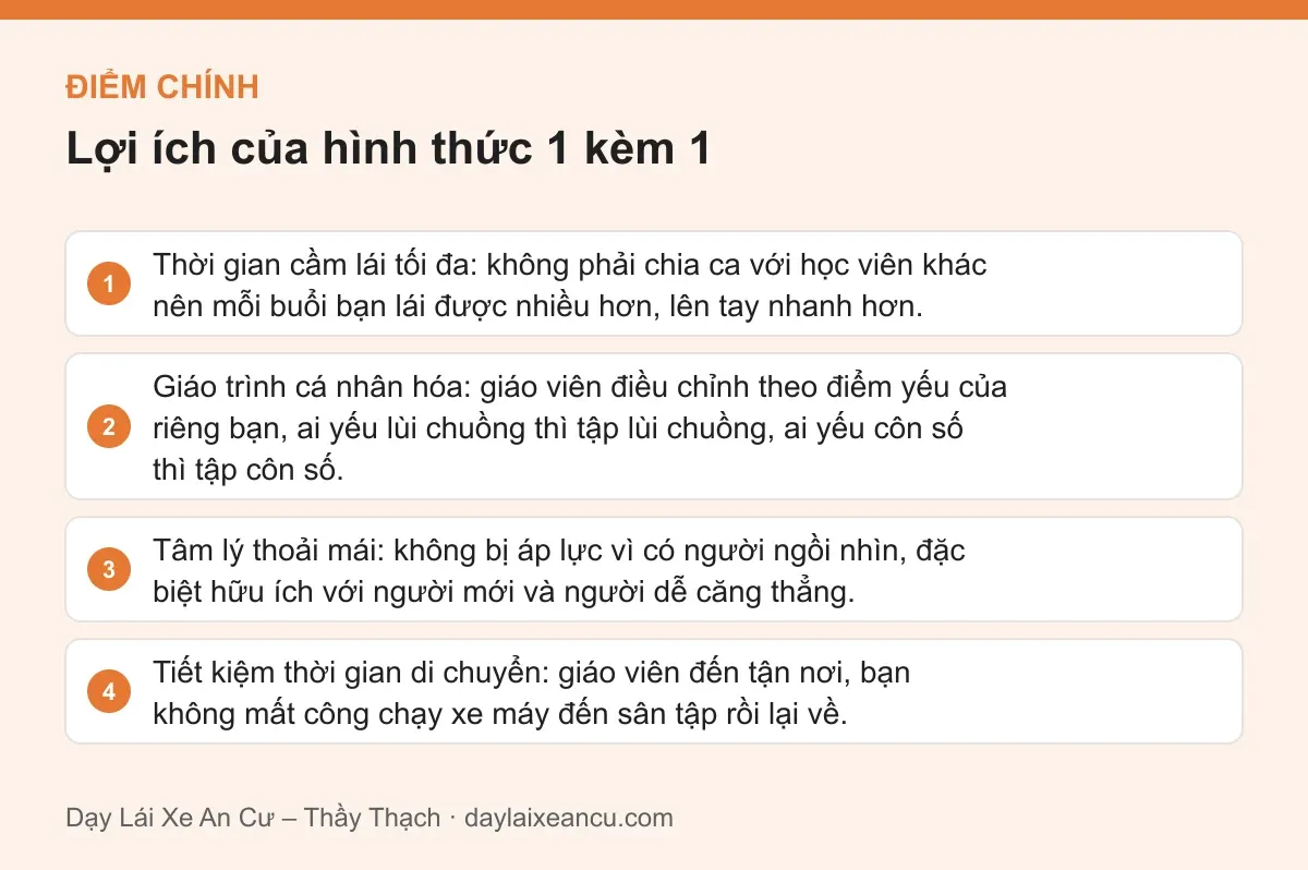 Điểm chính: Lợi ích của hình thức 1 kèm 1