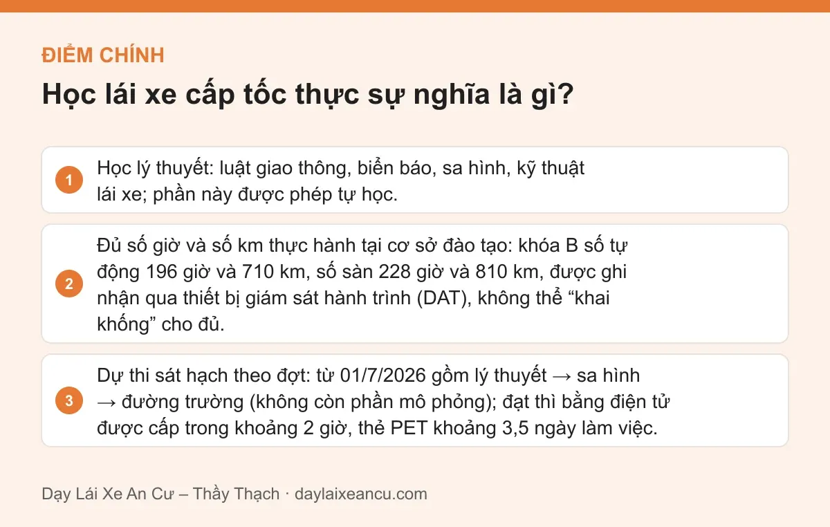Điểm chính: Học lái xe cấp tốc thực sự nghĩa là gì?