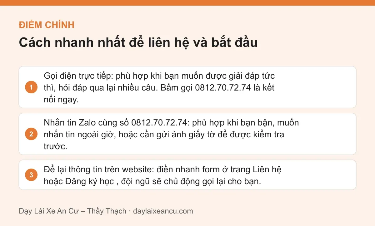 Điểm chính: Cách nhanh nhất để liên hệ và bắt đầu