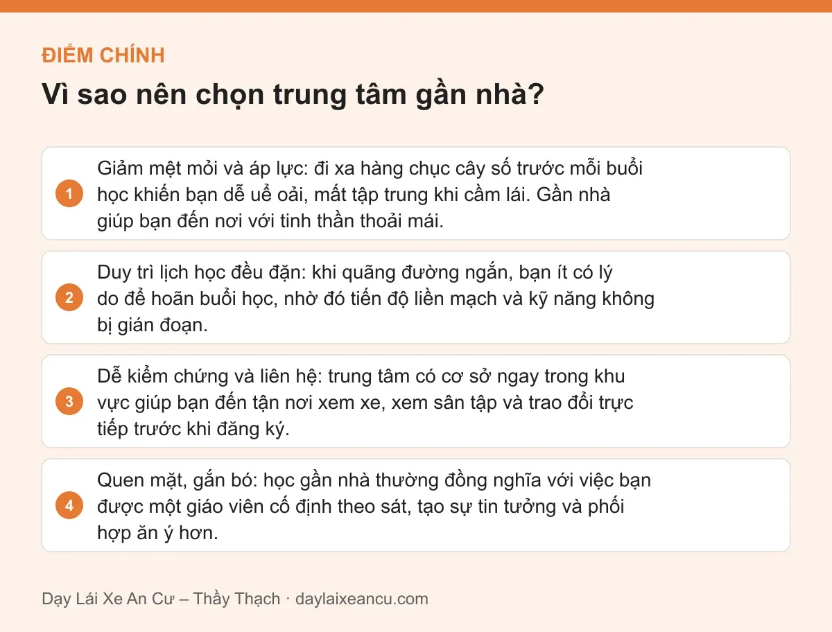 Điểm chính: Vì sao nên chọn trung tâm gần nhà?
