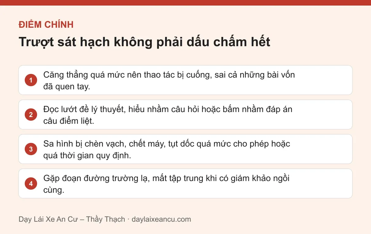 Điểm chính: Trượt sát hạch không phải dấu chấm hết
